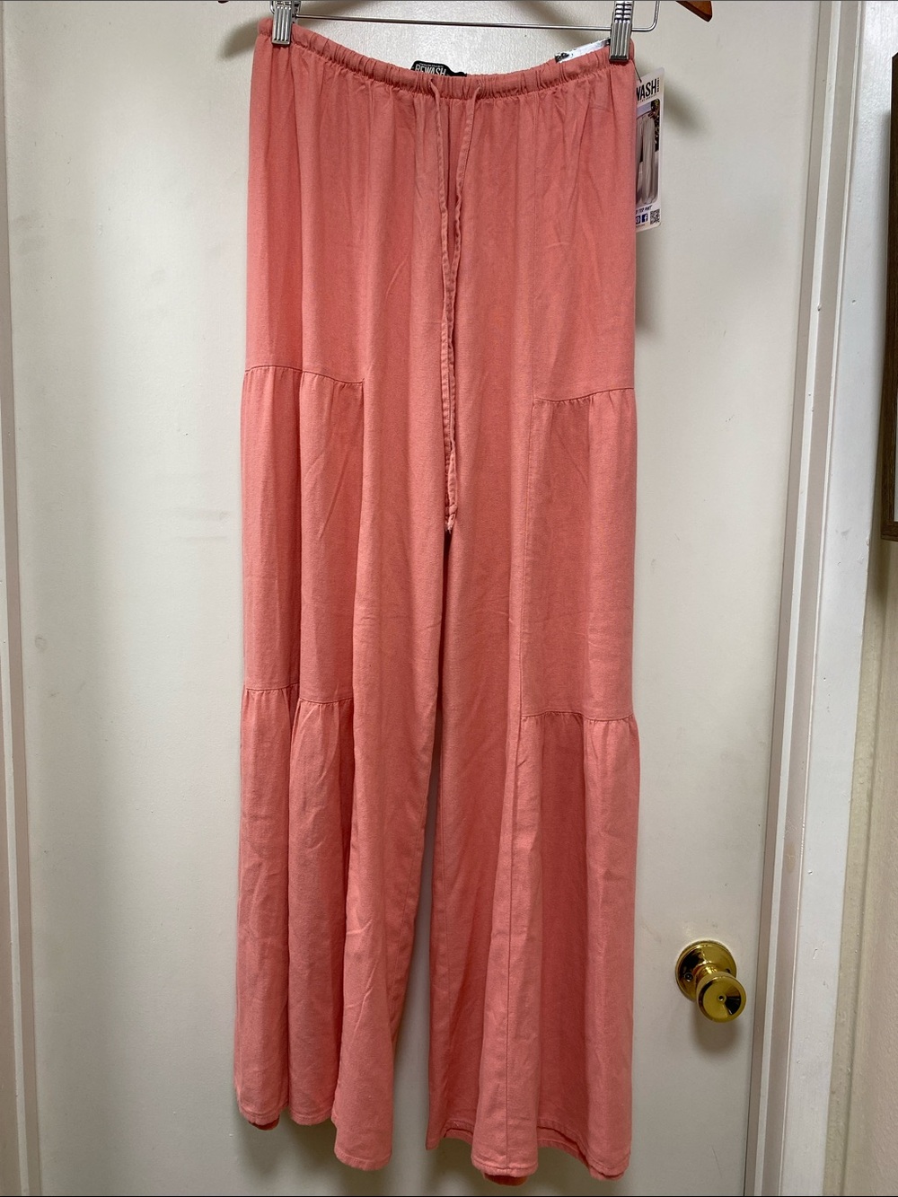 Rewash Coral Tiered Wide-Leg Pull-On Pants